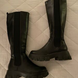 ASOS Public Desire Chunky Heeled Black Knee-High Boots